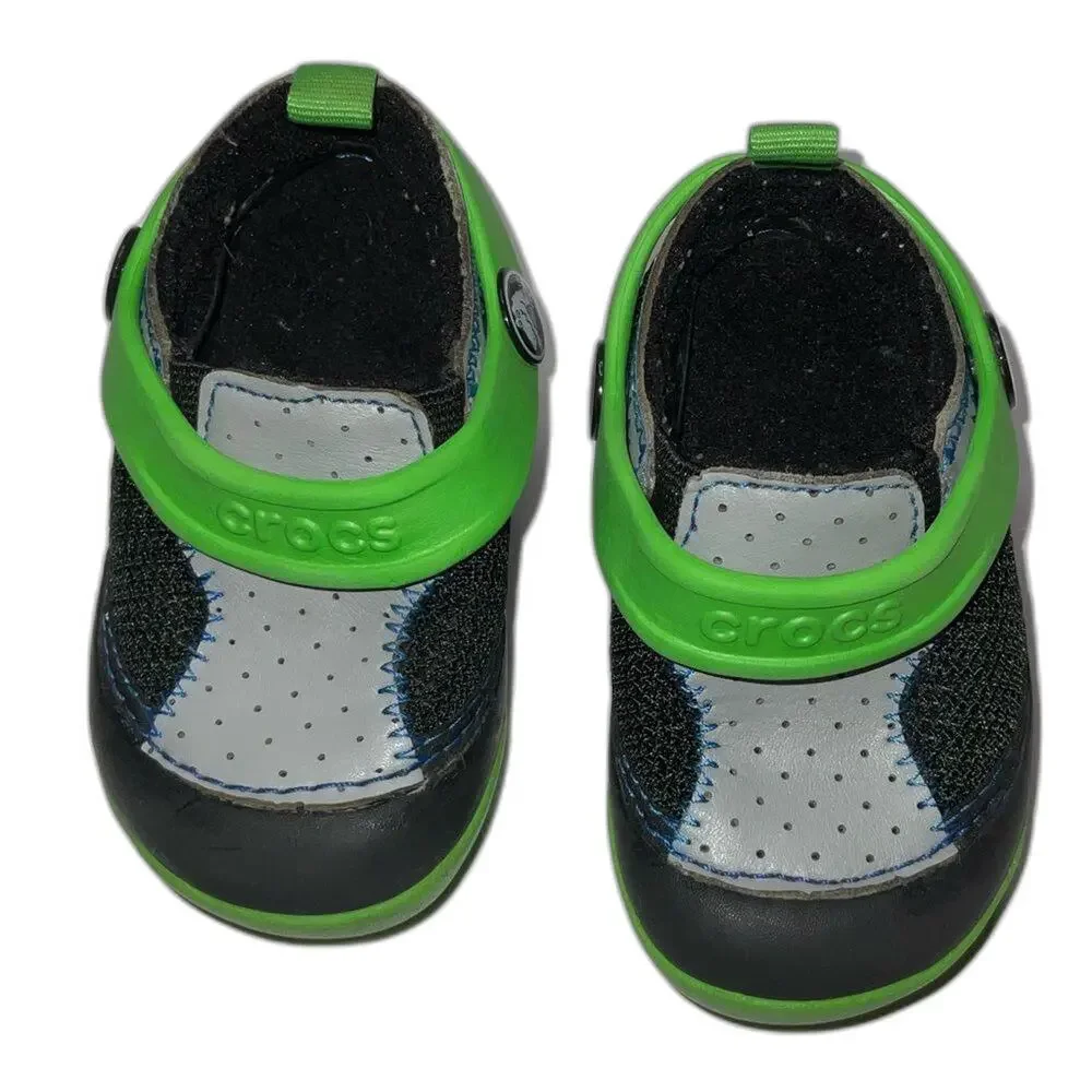 Crocs Summer Dawson Unisex Black Gray Green Lined Clogs Slip On Shoes Size 4C